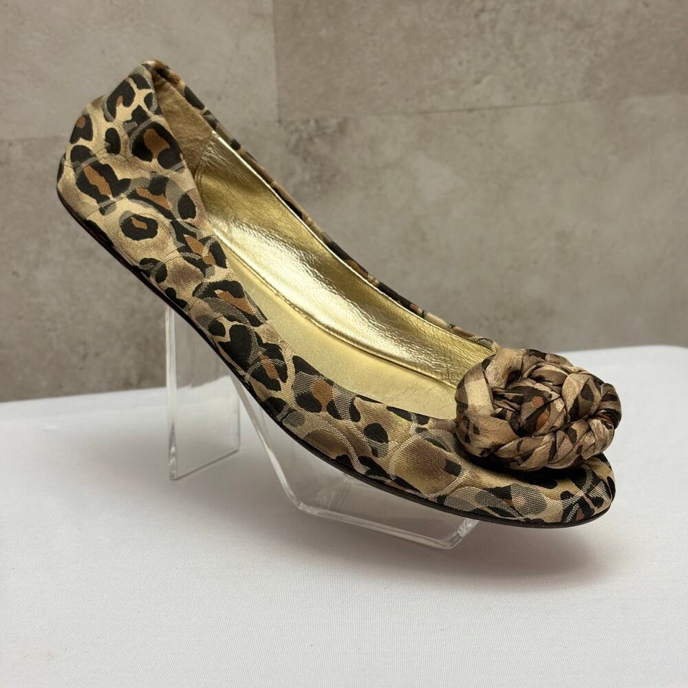 Coach Mimsy Y2K Leopard Print Ballet Flats Braided Rose Slip On Womens Size 7.5B
